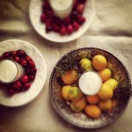 holiday centerpiece with candles