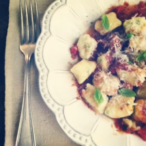 plated gnocchi in tomato sauce