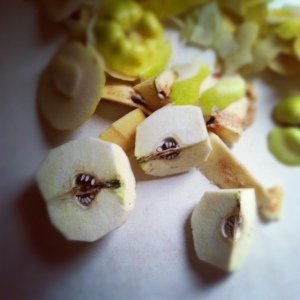 cut and peeled quince