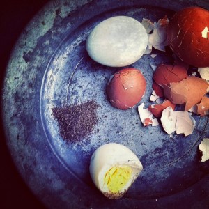 hard boiled eggs with salt